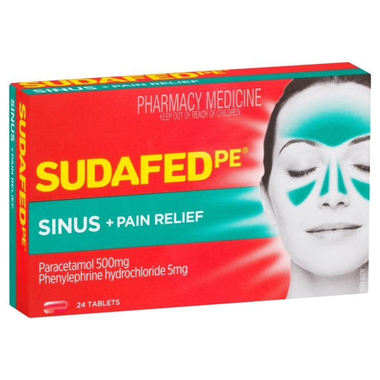 Sudafed PE Sinus + Pain Relief Tablets 24 Pack