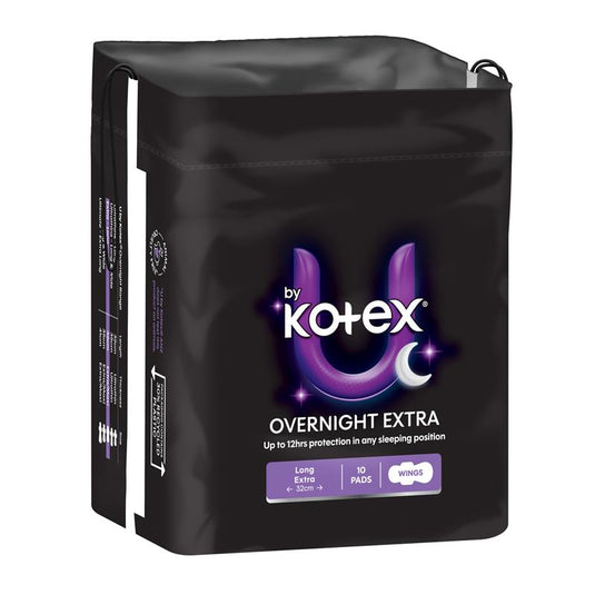 U by Kotex Extra Overnight Pads Wing 10 Pack
