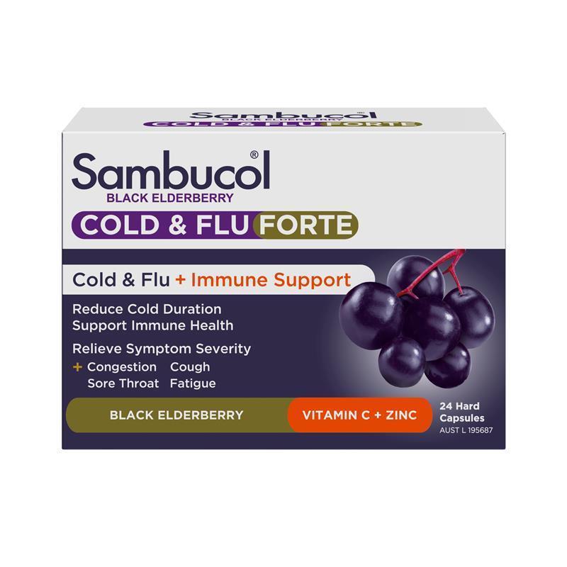 Load image into Gallery viewer, Sambucol Cold &amp; Flu Forte 24 Capsules
