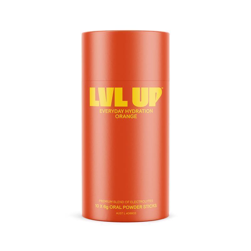 Load image into Gallery viewer, Lvl Up Everyday Hydration Sticks Orange 10 Pack
