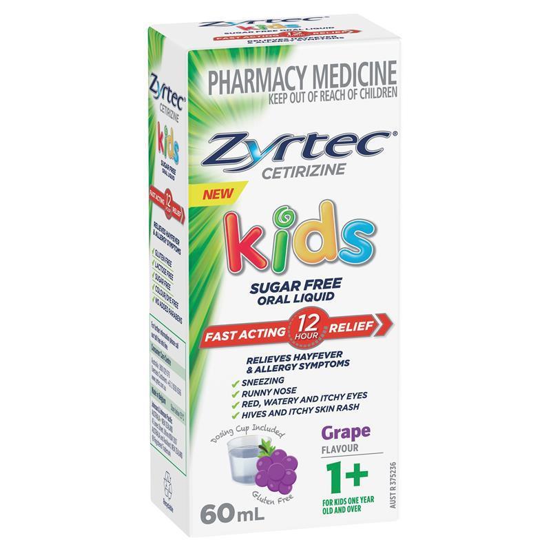 Load image into Gallery viewer, Zyrtec Kids Antihistamine Allergy &amp; Hayfever Oral Liquid Grape 60mL
