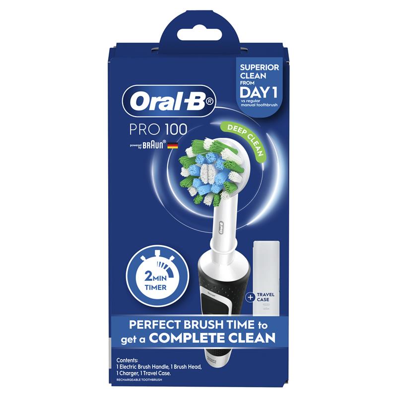 Load image into Gallery viewer, Oral B Pro 100 Cross Action Power Toothbrush Black
