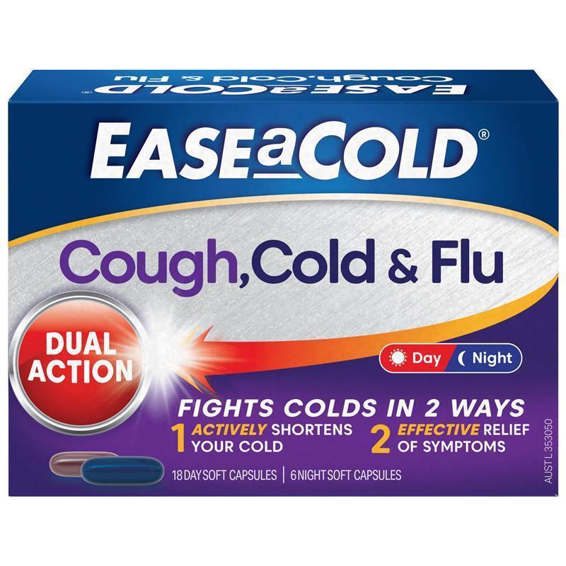 Load image into Gallery viewer, Ease a Cold Cough Cold &amp; Flu Day &amp; Night 24 Capsules
