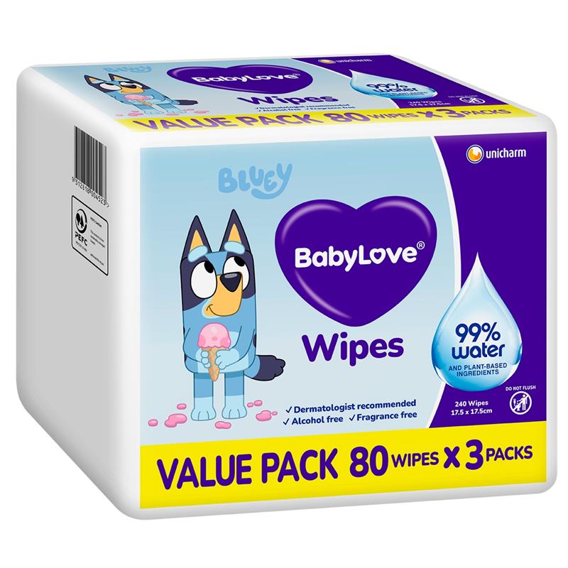 Load image into Gallery viewer, Babylove Water Wipes (80 X 3) 240 Pack
