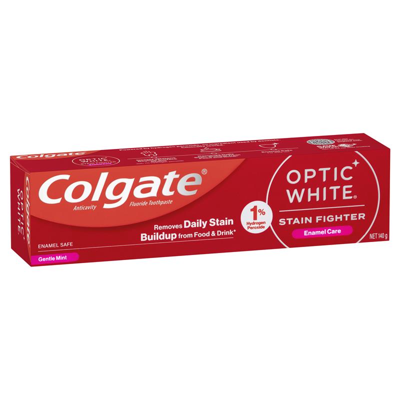 Load image into Gallery viewer, Colgate Toothpaste Optic White Stain Fighter Teeth Whitening Enamel Care 140g
