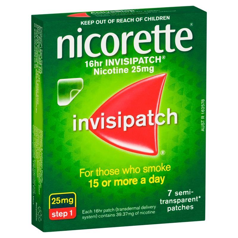Load image into Gallery viewer, Nicorette Quit Smoking Nicotine 16 hour Invisipatch Step 1 25mg 7 Pack
