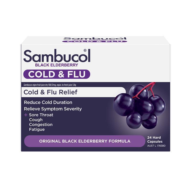 Load image into Gallery viewer, Sambucol Cold &amp; Flu 24 Capsules
