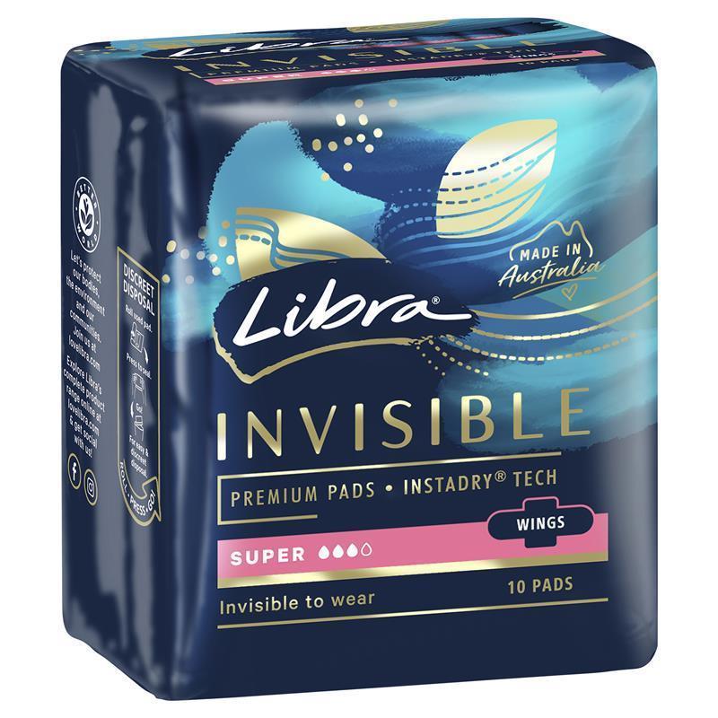Load image into Gallery viewer, Libra Pads Invisible Body Fit with Wings Super 10
