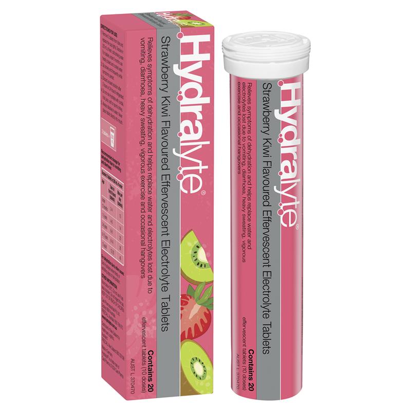 Load image into Gallery viewer, Hydralyte Electrolyte Effervescent Strawberry Kiwi 20 Tablets
