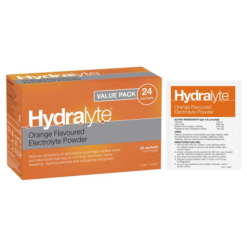 Load image into Gallery viewer, Hydralyte Orange Sachets Value Pack 4.9g x 24
