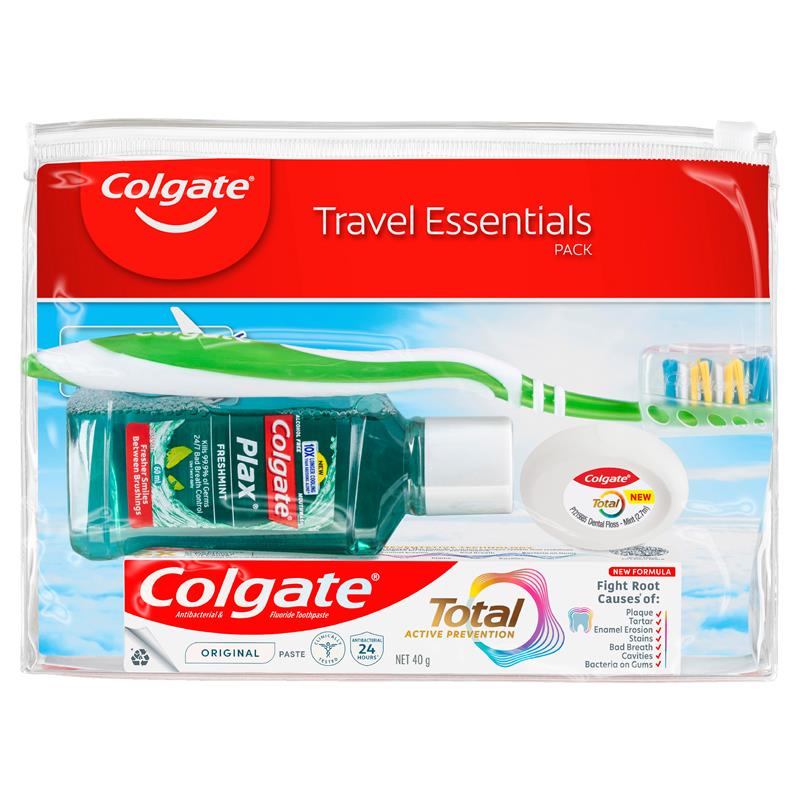 Load image into Gallery viewer, Colgate Travel Essentials Toothbrush, Toothpaste, Mouthwash, Floss &amp; travel bag Pack
