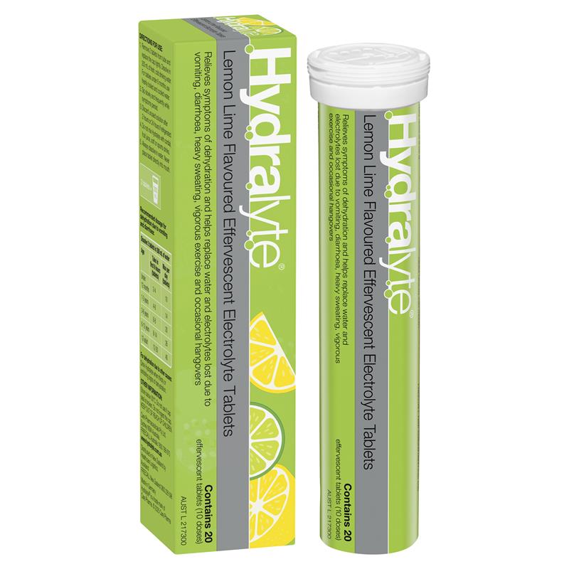 Load image into Gallery viewer, Hydralyte Effervescent Lemon Lime Electolyte Tablets 20 Pack
