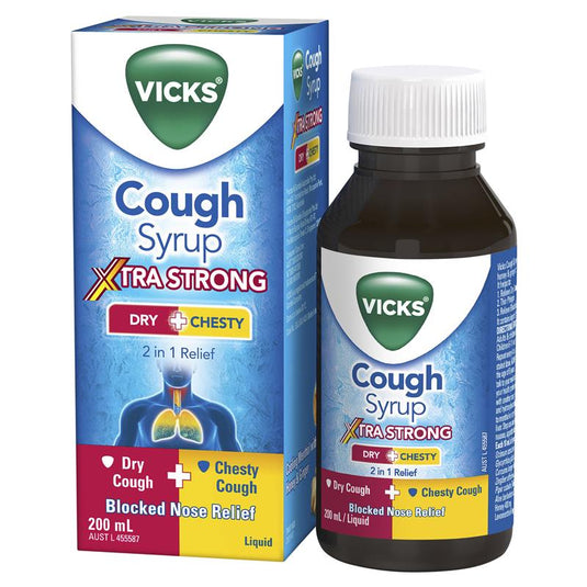 Vicks Cough Syrup Xtra Strong Dry + Chesty 200ml