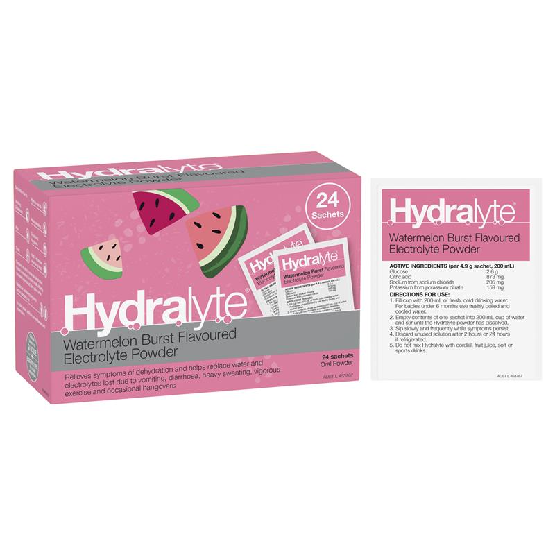 Load image into Gallery viewer, Hydralyte Electrolyte Watermelon Sachets Value Pack 4.9g x 24

