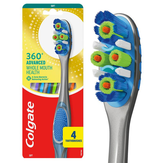 Colgate Toothbrush 360 Degree Advanced Whole Mouth Health Soft 4 Pack