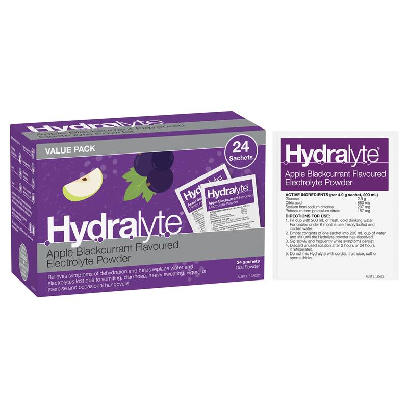 Load image into Gallery viewer, Hydralyte Apple Blackcurrant Sachets 4.9g x 24
