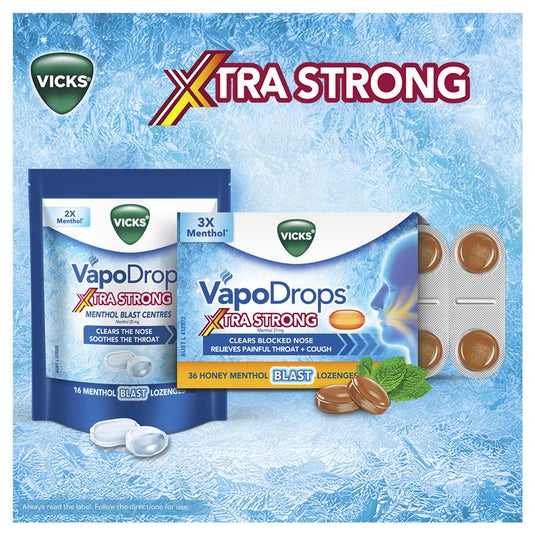 Vicks VapoDrops Xtra Strong Menthol Blast 30 Lozenges
