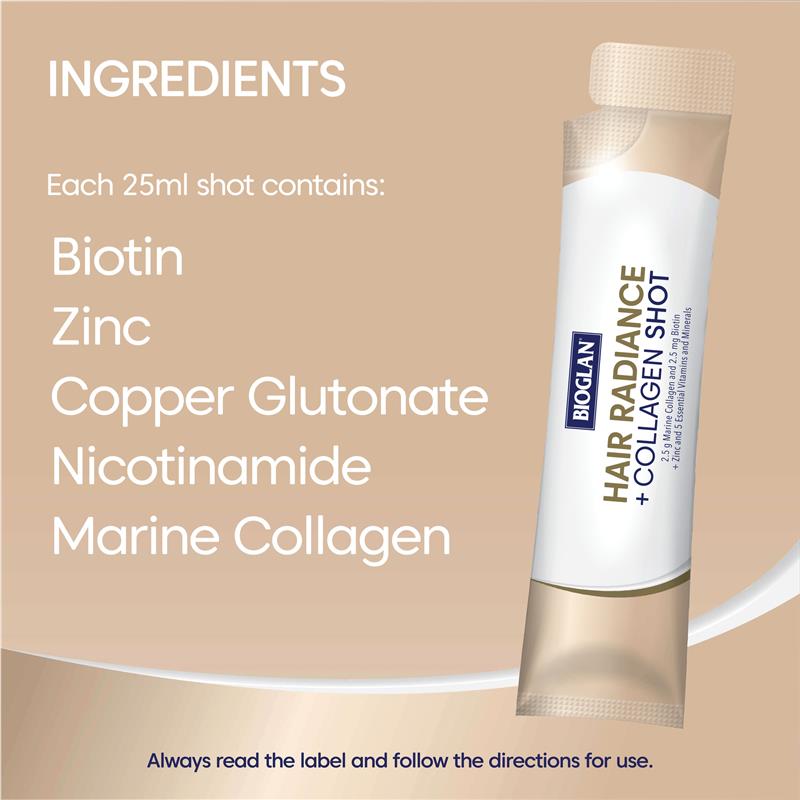 Load image into Gallery viewer, Bioglan Hair Radiance + Collagen Shots 25ml x15
