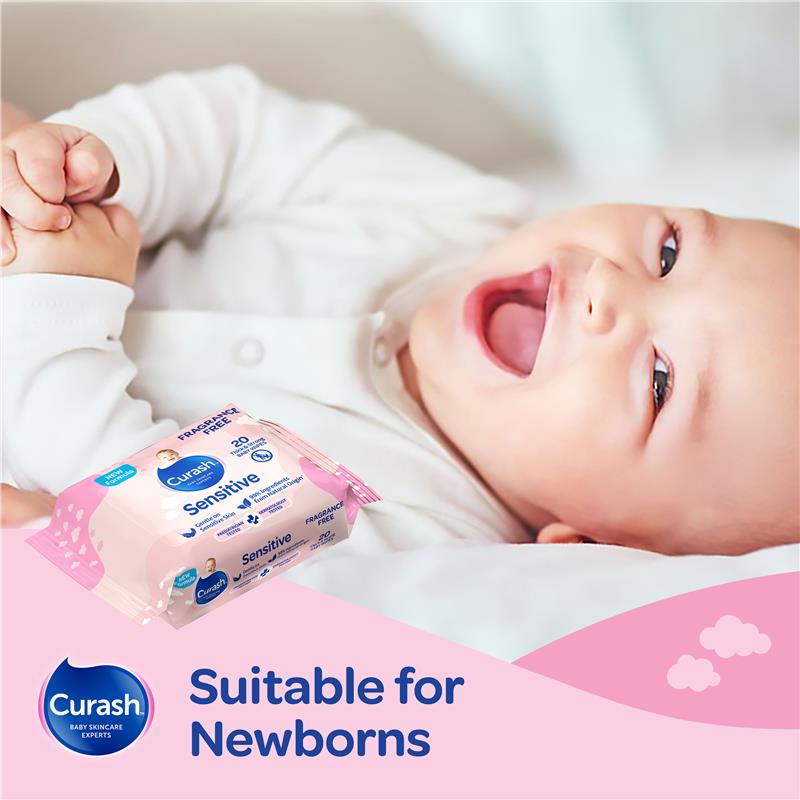 Load image into Gallery viewer, Curash Baby Sensitive Travel Wipes 5 x 20 Pack
