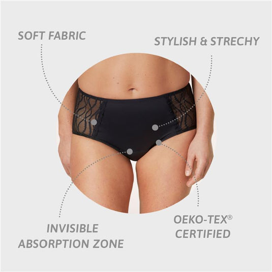 TENA Washable Absorbent Underwear Classic Noir Size 14-16