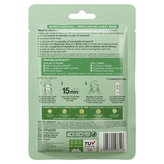 Garnier Hydra Bomb Hyaluronic Acid + Green Tea Sheet Mask