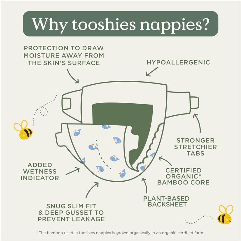 Load image into Gallery viewer, Tooshies Eco Nappies with Organic Bamboo Size 3 Crawler 6-11kg, 44 Pack
