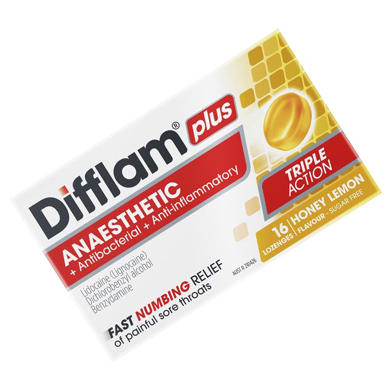 Load image into Gallery viewer, Difflam Plus Anaesthetic Sugar Free Honey And Lemon 16 Lozenges
