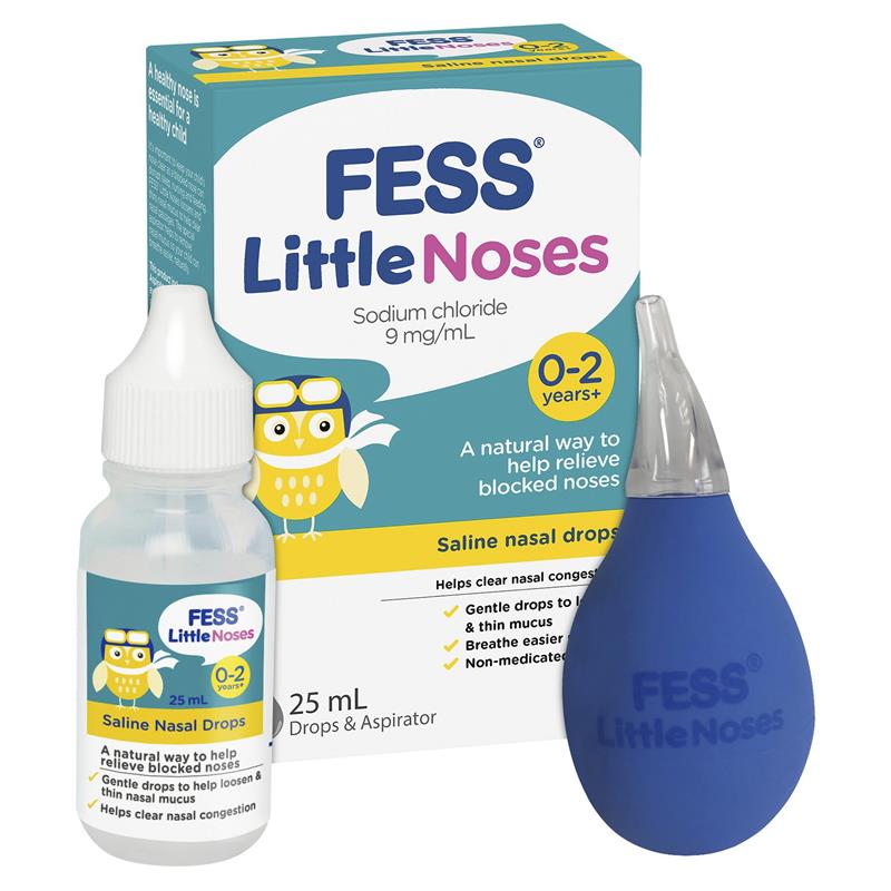 Load image into Gallery viewer, Fess Little Noses Saline Nose Drops +Aspirator 25ml
