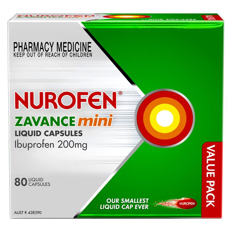 Load image into Gallery viewer, Nurofen Zavance 80 Mini Liquid Capsules Exclusive Size
