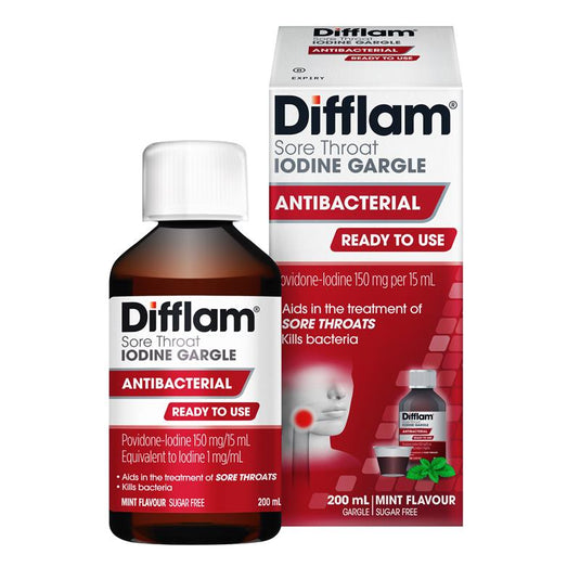 Difflam Plus Ready To Use Sore Throat Gargle Mint 200ml