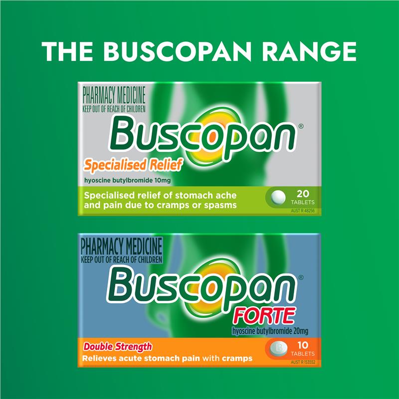 Load image into Gallery viewer, Buscopan Forte Stomach Cramps Pain Relief 20mg Tablets 10 Pack
