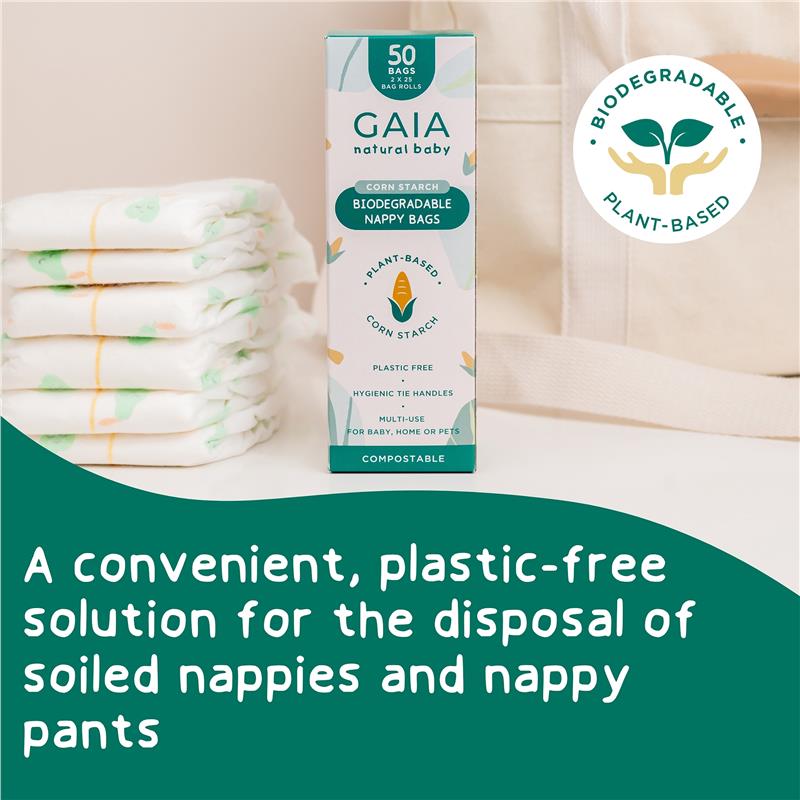 Load image into Gallery viewer, Gaia Natural Baby Biodegradable Nappy Bags 50 Pack
