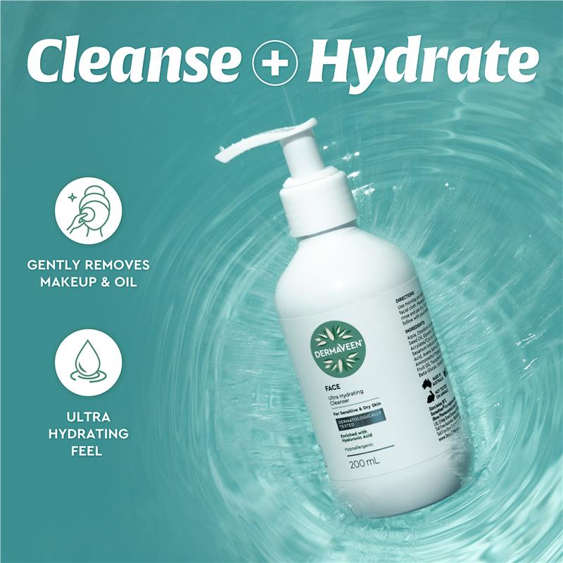 Load image into Gallery viewer, DermaVeen Face Ultra Hydrating Cleanser 200ml
