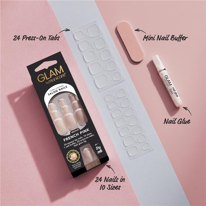 Load image into Gallery viewer, Glam By Manicare Press On Nails French Pink Medium Square French Kit
