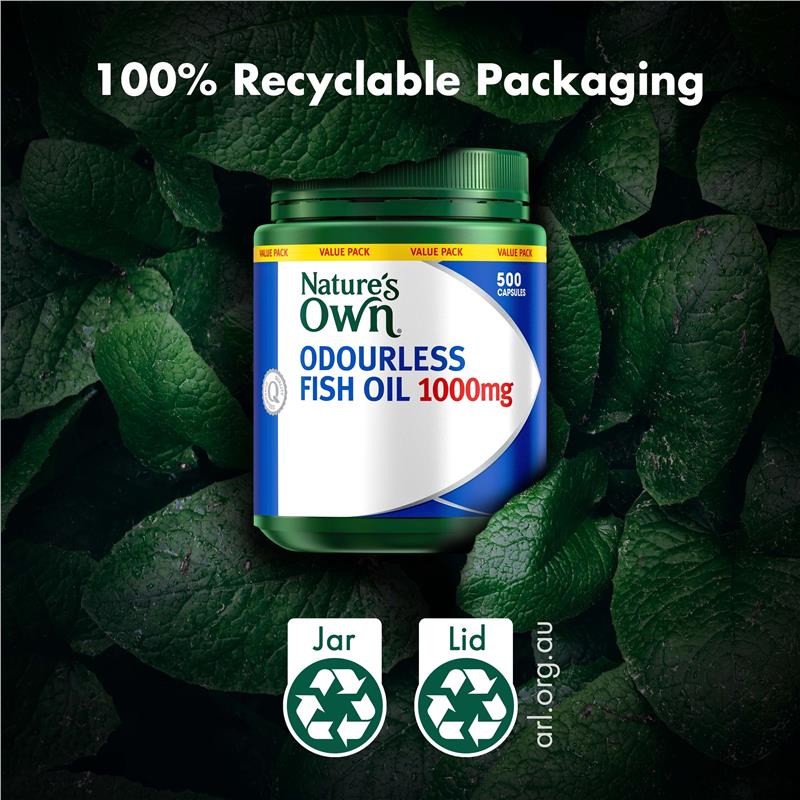 Load image into Gallery viewer, Nature's Own Odourless Fish Oil 1000mg 500 Capsules Exclusive Size
