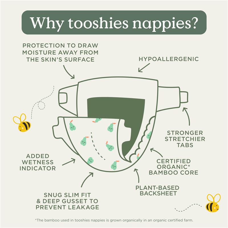 Load image into Gallery viewer, Tooshies Eco Nappies with Organic Bamboo Size 1 Newborn 3-5kg, 52 Pack
