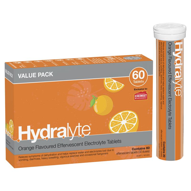 Load image into Gallery viewer, Hydralyte Electrolyte Effervescent Orange 60 Tablets Exclusive Size
