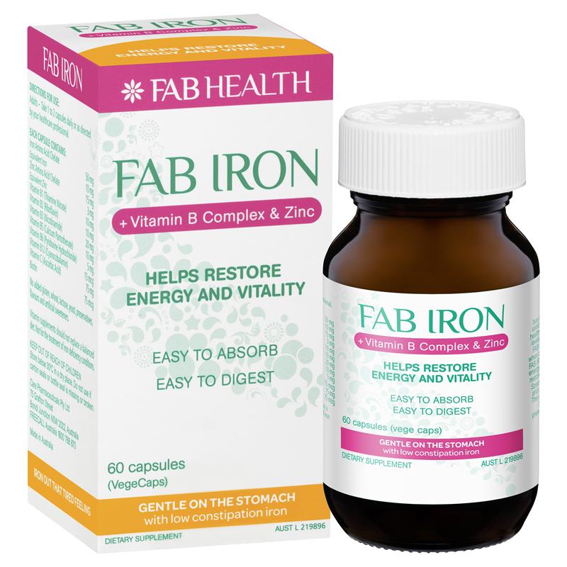 Load image into Gallery viewer, Fab Iron + Vitamin B Complex and Zinc 60 Capsules

