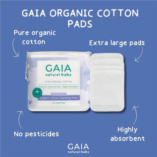 Gaia Natural Baby Organic Cotton Cleansing Pads 40 Pack