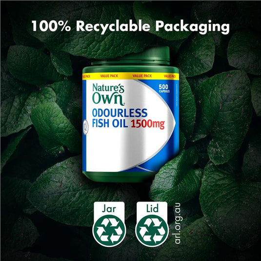 Nature's Own Odourless Fish Oil 1500mg 500 Capsules Exclusive Size
