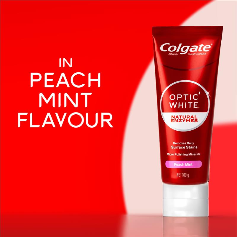 Load image into Gallery viewer, Colgate Toothpaste Optic White Natural Enzymes Peach Mint 100g
