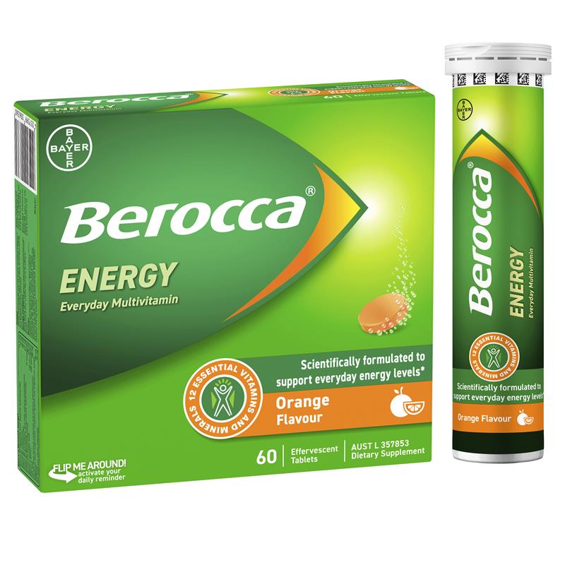 Load image into Gallery viewer, Berocca Energy Orange 60 Effervescent Tablets Exclusive Size
