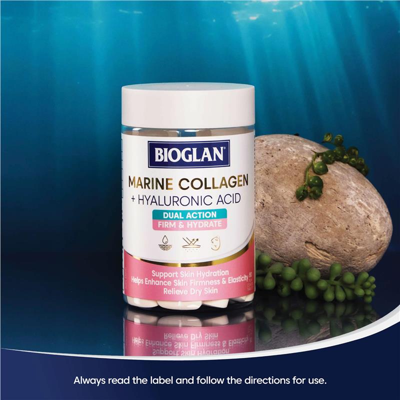 Load image into Gallery viewer, Bioglan Marine Collagen + Hyaluronic Acid 80 Tablets
