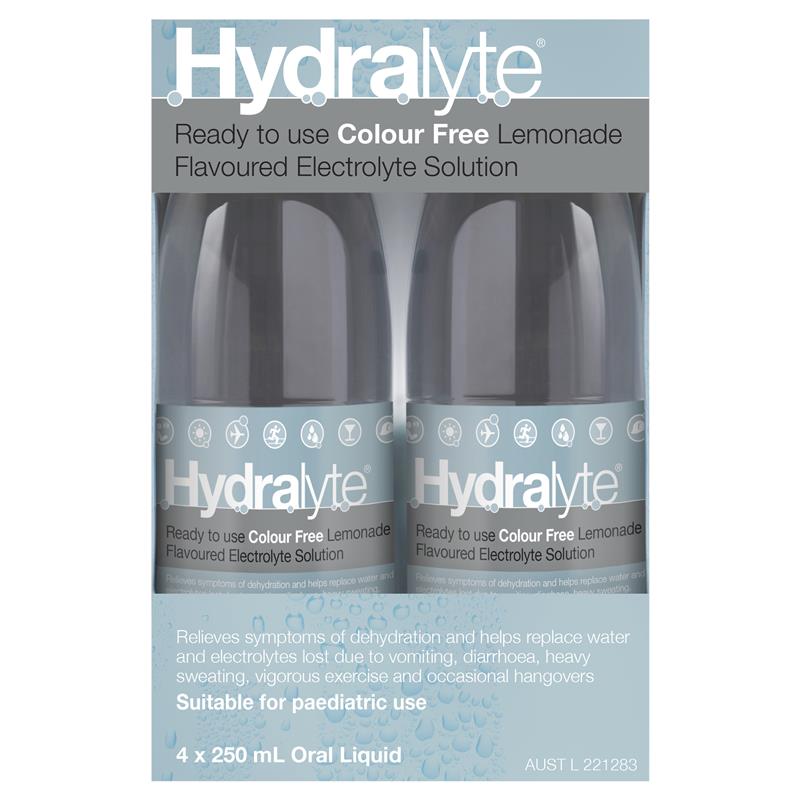 Load image into Gallery viewer, Hydralyte Liquid Colour Free Lemonade Flavoured (4x250ml) Solution
