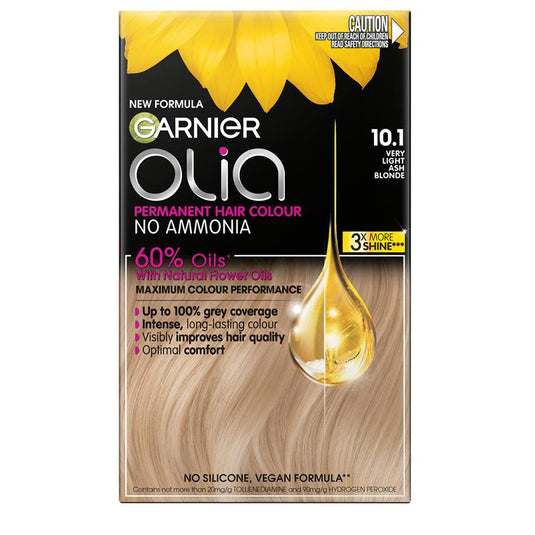 Garnier Olia 10.1 Light Ash Blonde Permanent Hair Colour No Ammonia 60% Oils