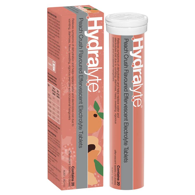 Load image into Gallery viewer, Hydralyte Electrolyte Effervescent Peach Crush 20 Tablets
