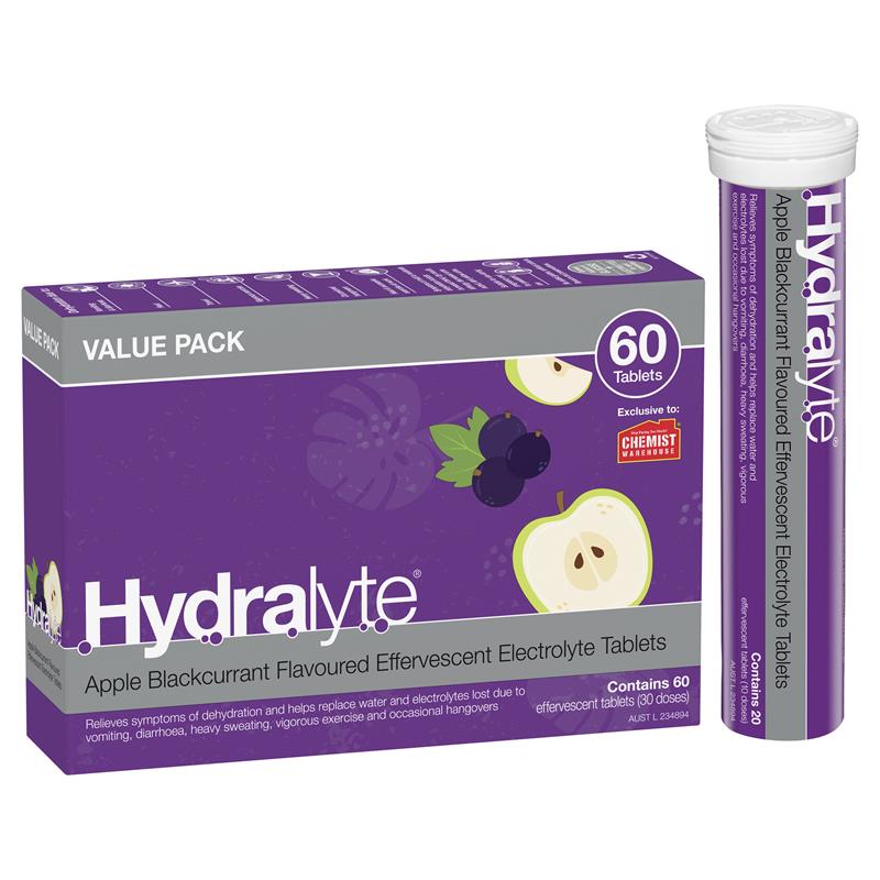 Load image into Gallery viewer, Hydralyte Electrolyte Effervescent Apple Blackcurrant 60 Tablets Exclusive Size
