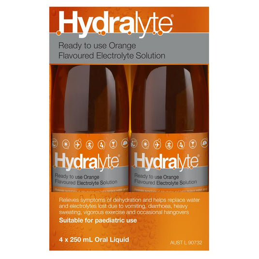 Hydralyte Electrolyte Orange 4 Pack (4x250ml) Solution
