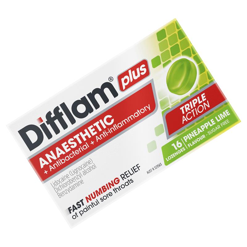 Load image into Gallery viewer, Difflam Plus Anaesthetic Sugar Free Pineapple &amp; Lime 16 Lozenges
