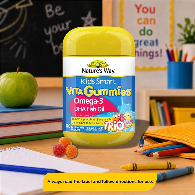 Load image into Gallery viewer, Nature's Way Kids Smart Vita Gummies Omega Fish Oil 60 Pastilles Improved Formula

